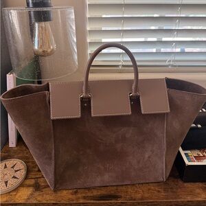 CH suede handbag